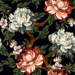 Peonies on Dark Background Wallpaper