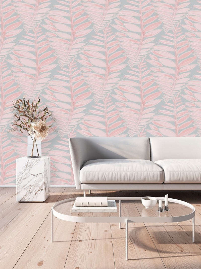 Hand Drawn Pink Leaves Wallpaper