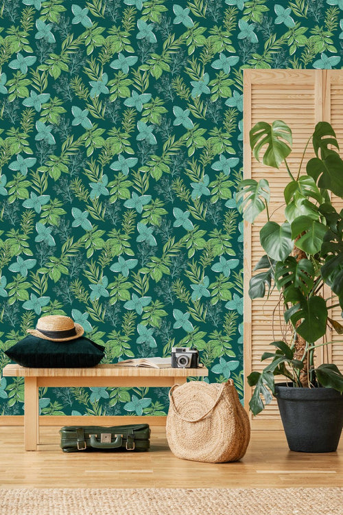 Fashionable Green Plants Wallpaper Vogue