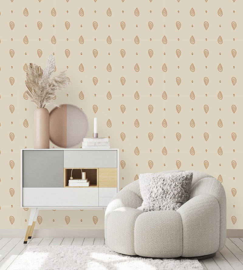 Beige Drop Pattern Wallpaper