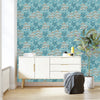 Blue Floral Wallpaper with Berries