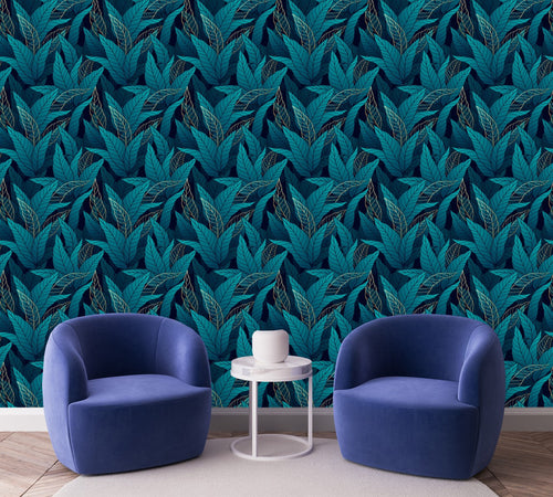 Turquoise Leaves Wallpaper