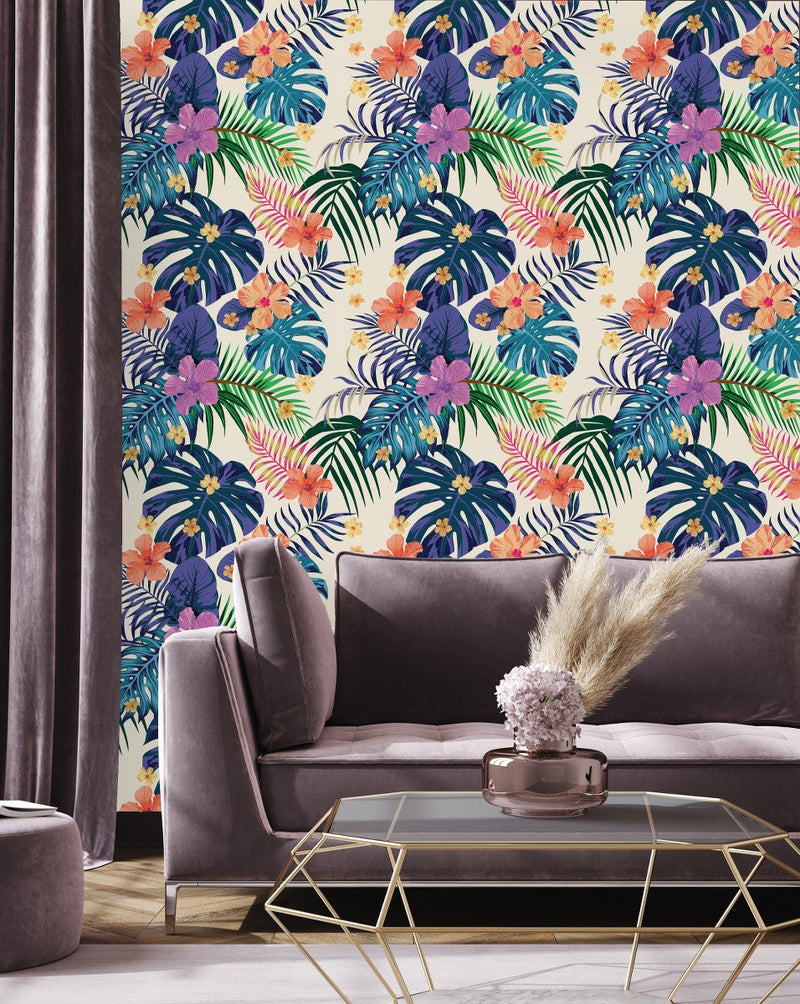 Colorful Tropical Leaves Wallpaper