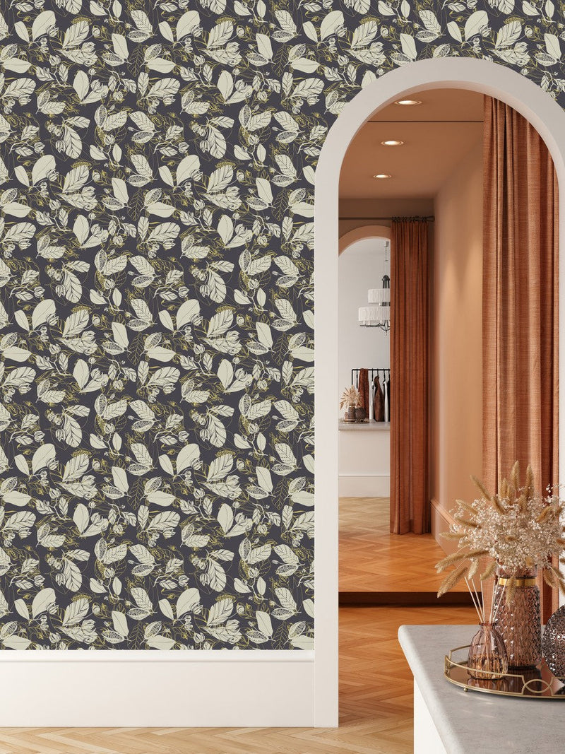 Beige and Yellow Leaves Wallpaper