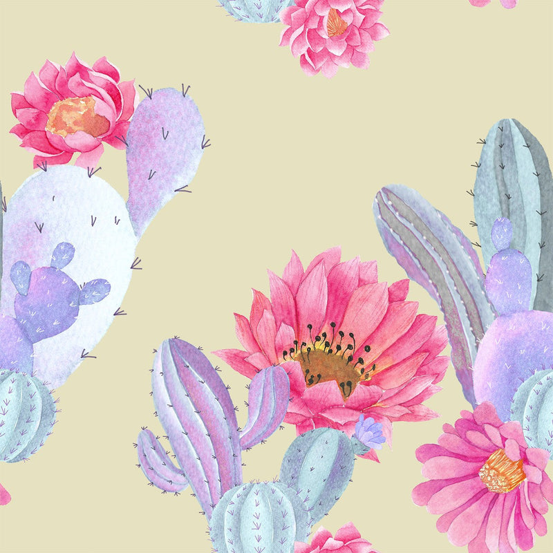 Beige Wallpaper with Cactus