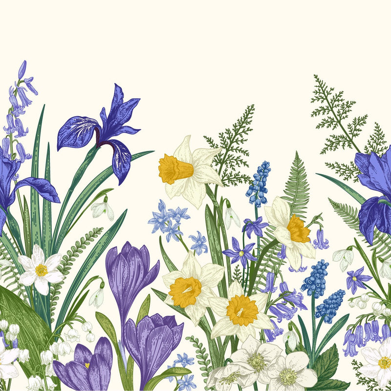 Narcissus and Cornflower Wallpaper