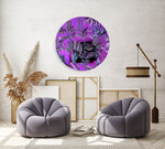 Purple Palm Leaves Printed Mirror Acrylic Circles