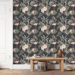 Flamingos on Dark Background Wallpaper