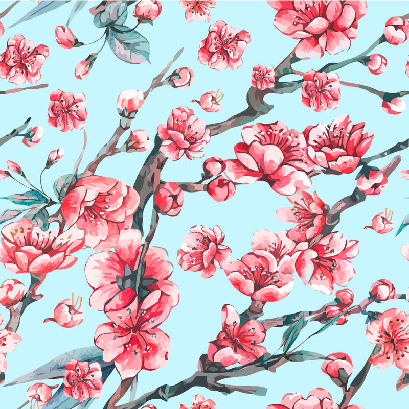Blue Wallpaper with  Sakura Tree