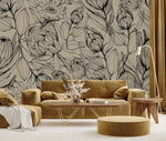 Black Contours Protea Wallpaper