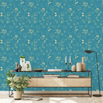 Fashionable Blue Floral Wallpaper Smart