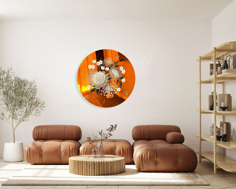 Gold Flowers Printed Mirror Acrylic Circles
