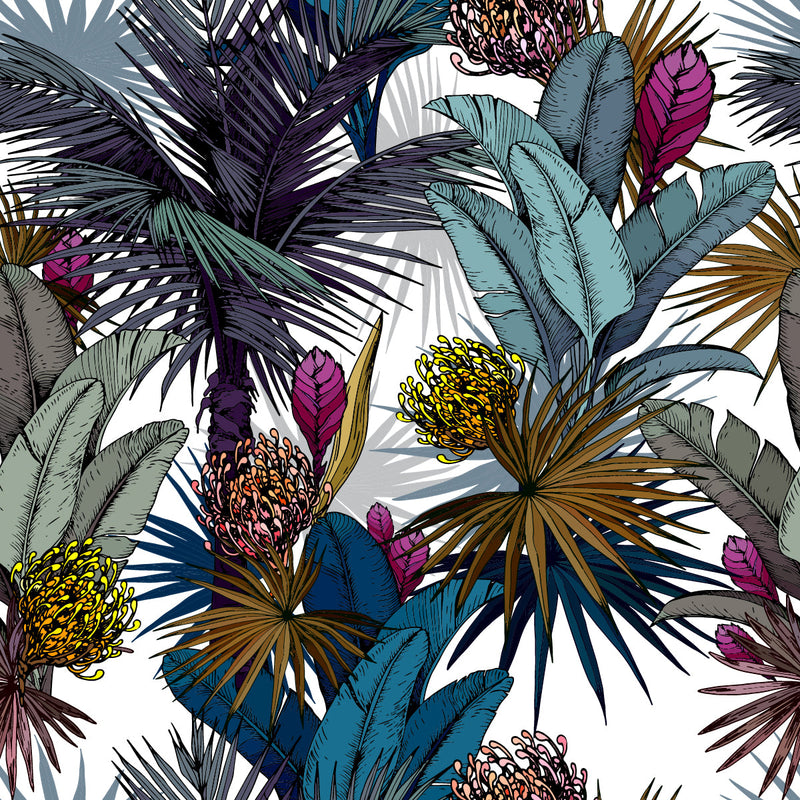 Voguish Exotic Palm Leaves Wallpaper Tasteful