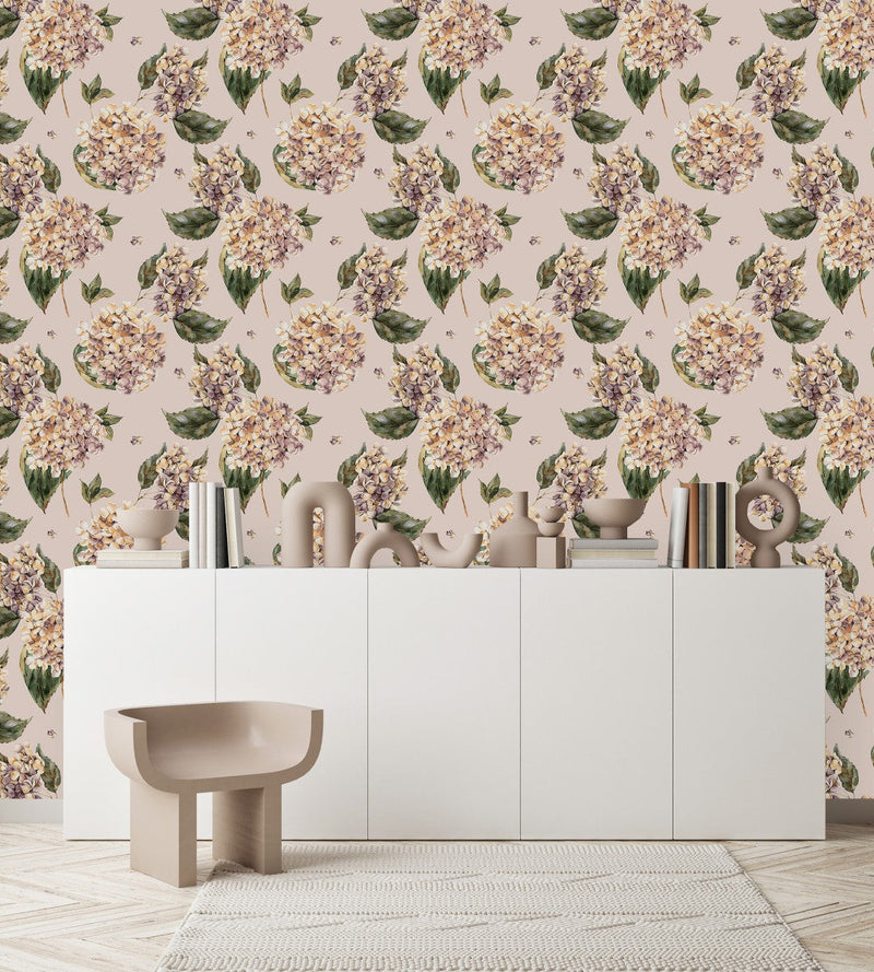 Contemporary Beige Wallpaper with Flowers Fashionable