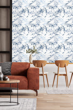 Large Blue Leaves Wallpaper