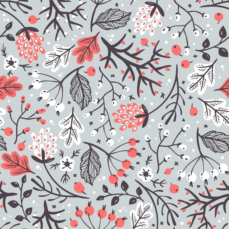 Leaves and Berries in a Vintage Style Wallpaper