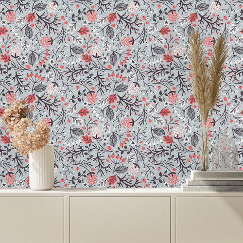 Leaves and Berries in a Vintage Style Wallpaper