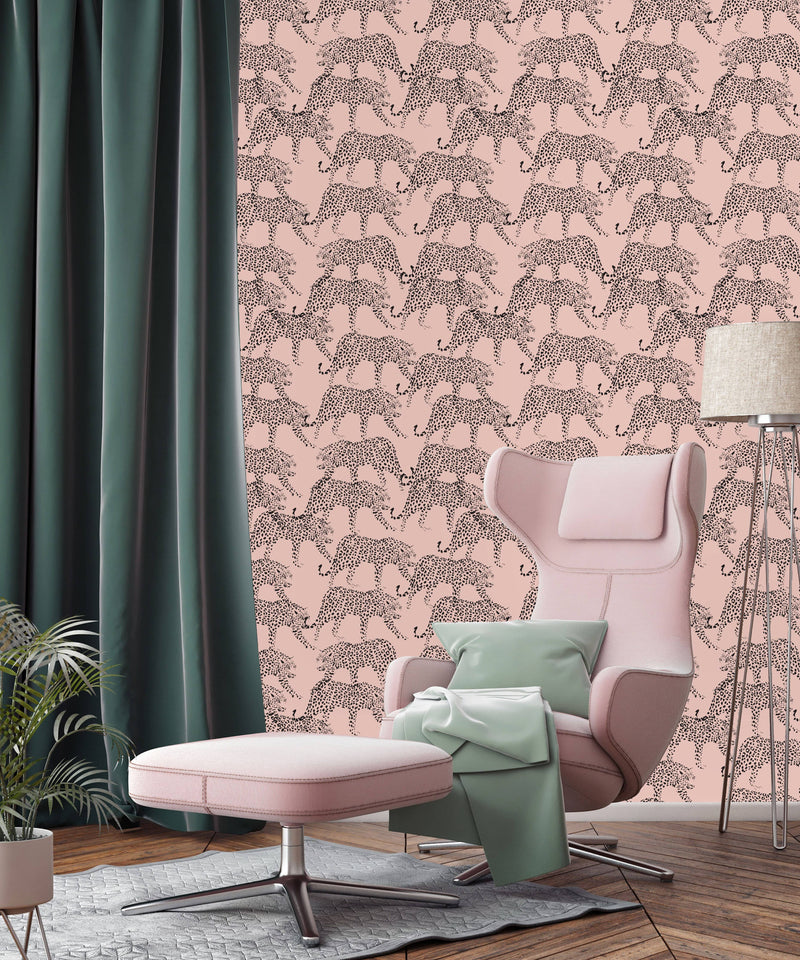 Leopards on a Pink Background Wallpaper