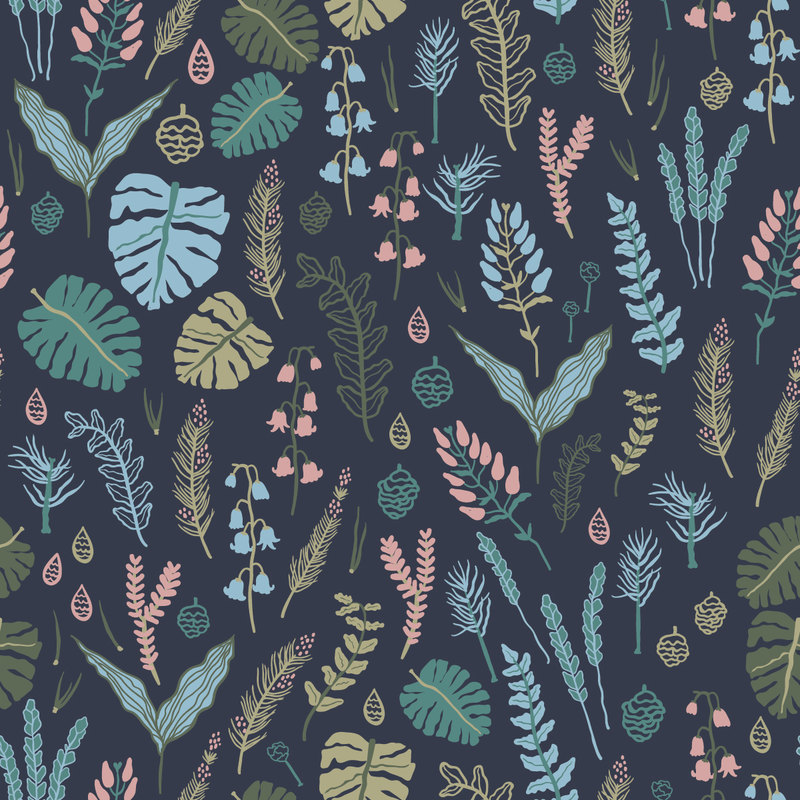 Dark Wallpaper with Little Leaves