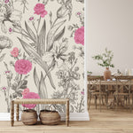 Contemporary Modern Pink Roses Wallpaper