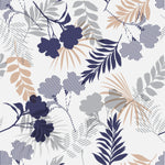 Contemporary Dark Blue Flowers Wallpaper