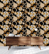 Beige Circles with Floral Pattern Wallpaper
