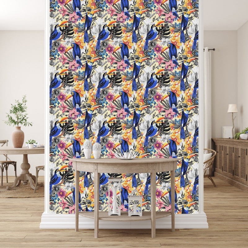 Yellow Wallpaper with Toucans