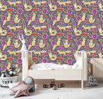 Elegant Foxes Pattern Wallpaper