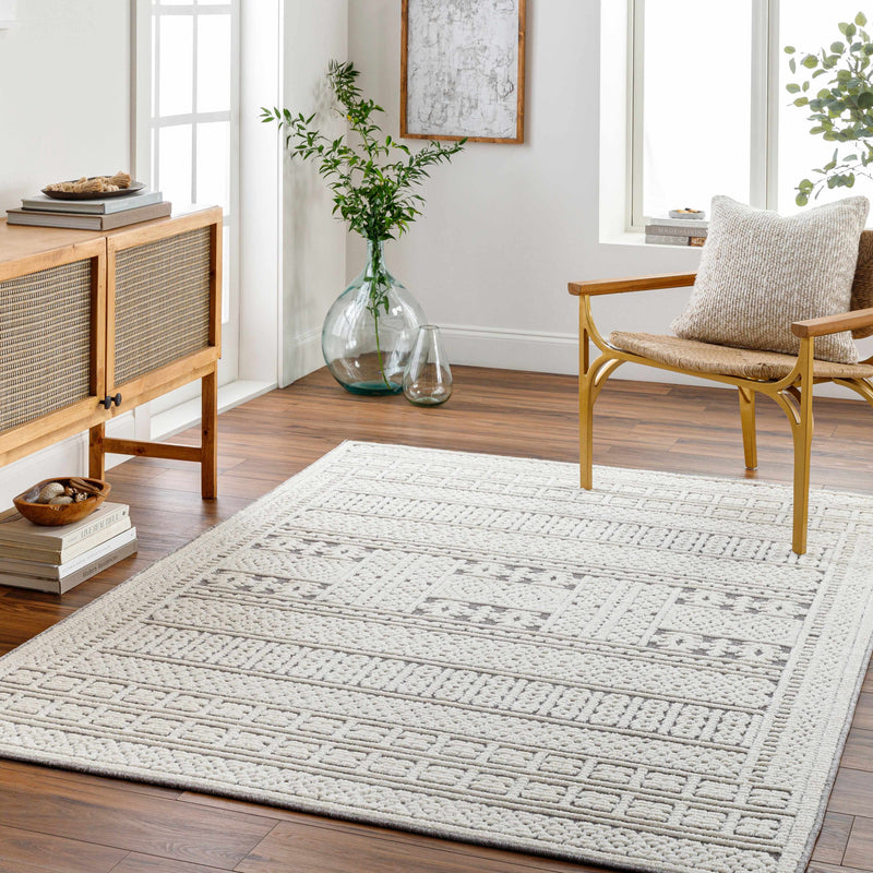 Bahar Cream & Gray Washable Area Rug