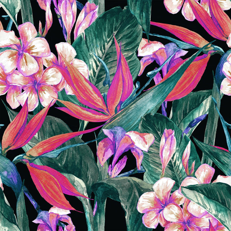 Contemporary Exotic Pink Flowers Wallpaper Fashionable