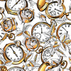 Clocks and Flowers Wallpaper