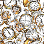 Clocks and Flowers Wallpaper