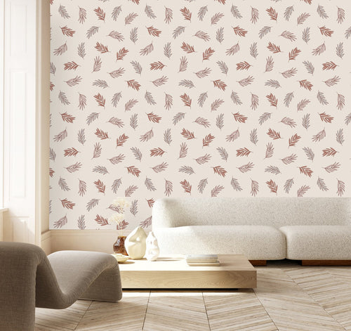 Elegant Beige Leaves Wallpaper Smart Select