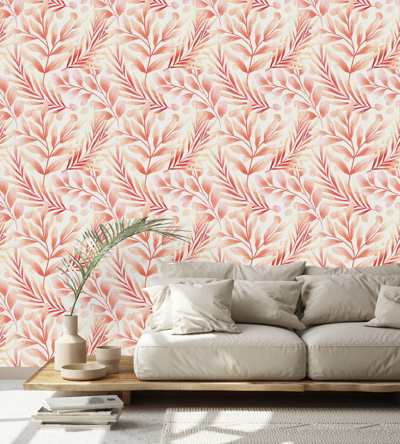 Voguish Red Leaves Wallpaper Tasteful