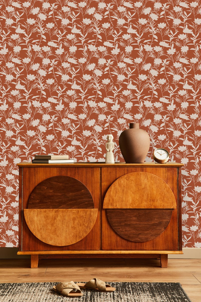 Contemporary Floral Vintage Wallpaper Smart