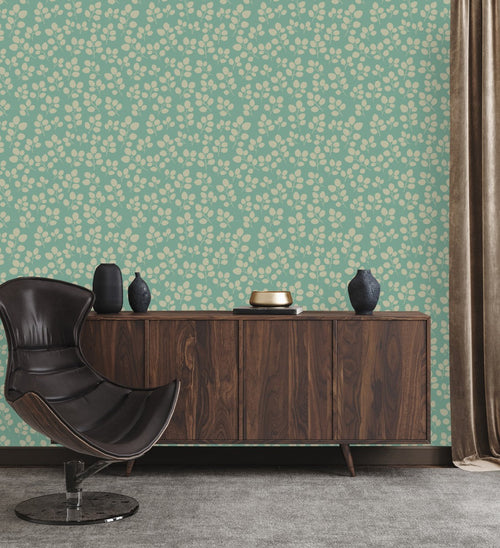 Leaves on Green Background Wallpaper