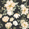 Beige Flowers on Dark Green Wallpaper