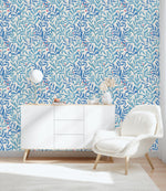 Elegant Blue Leaves and Berries Wallpaper Smart