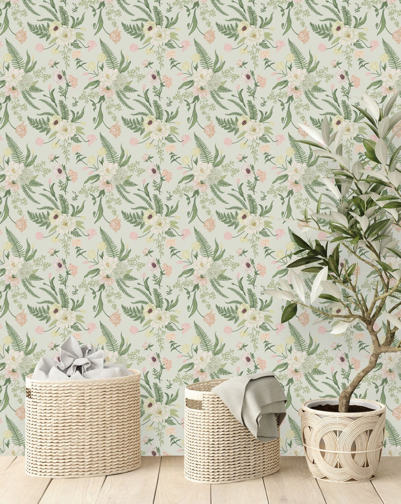 Modish Pastel Colors Floral Wallpaper