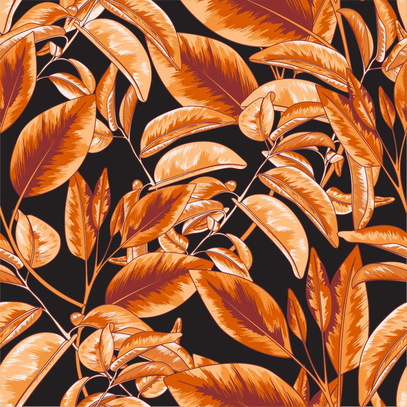 Stylish Black Wallpaper with Leaves Fashionable