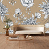 Beige Floral Wallpaper