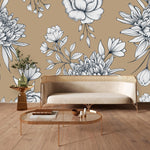 Beige Floral Wallpaper