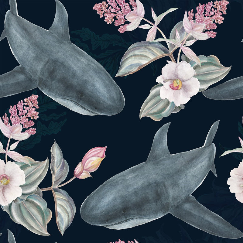 Sharks on Dark Background Wallpaper
