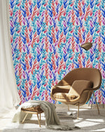 Contemporary Multicolored Leaves Wallpaper Vogue