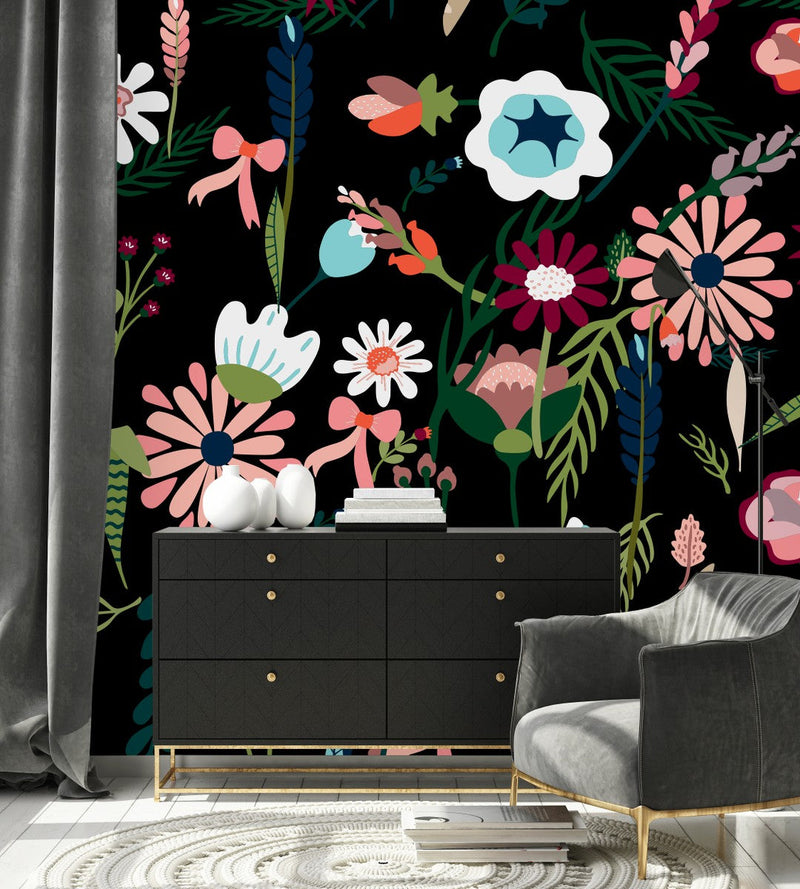 Flowers on Dark Wallpaper