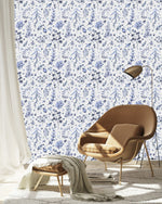 Elegant Blue Leaves Wallpaper Chic
