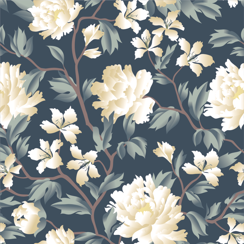 White Floral Tree Wallpaper