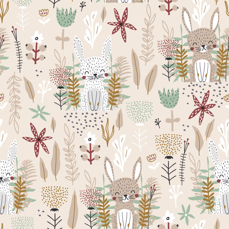 Hares on the Meadow Wallpaper