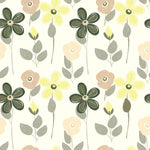 Contemporary White Wallpaper with Flowers Vogue