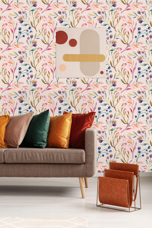 Multicolored Hand Drawn Light Flowers Wallpaper